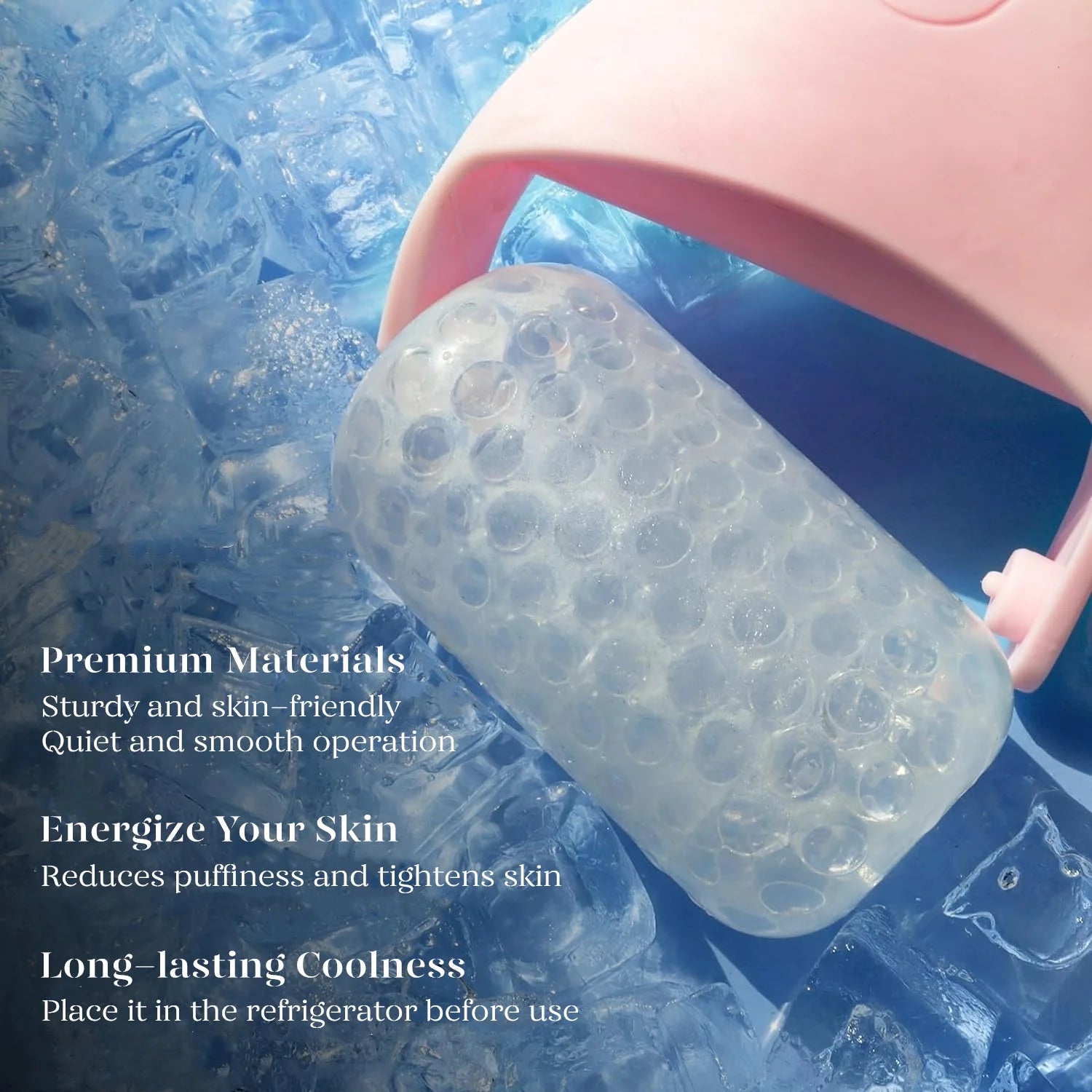 Ice Roller for Face & Gua Sha, Ice Face Roller Reduces Puffiness Skin Toning Devices, Pink
