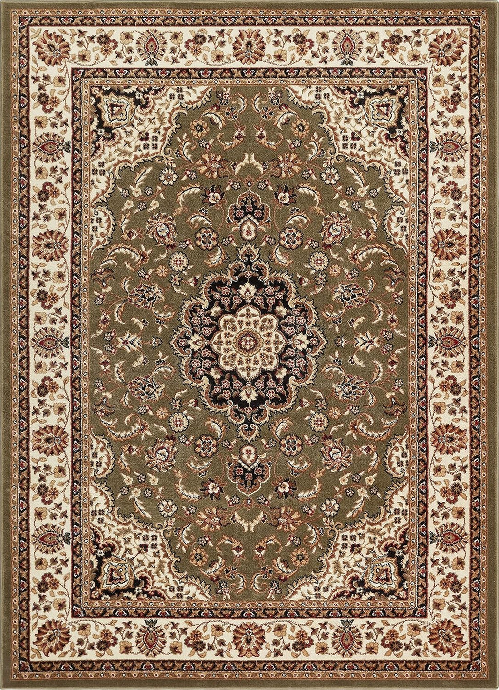 Barclay Collection Medallion Kashan Green 9X12 Area Rug - for Living Room, Bedroom, and Dining Room
