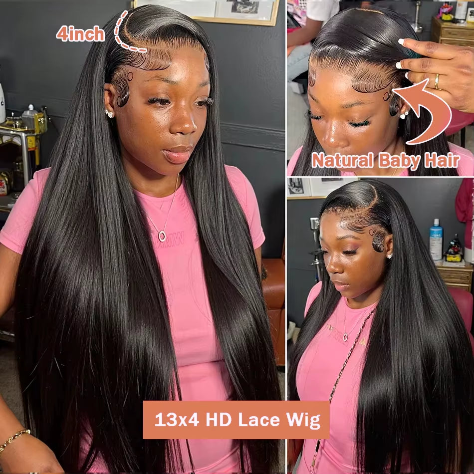 30 40 Inches 13X6 HD Lace Frontal Wigs Bone Straight 13X4 Lace Front Brazilian Pre Plucked 100% Human Hair Wigs for Women