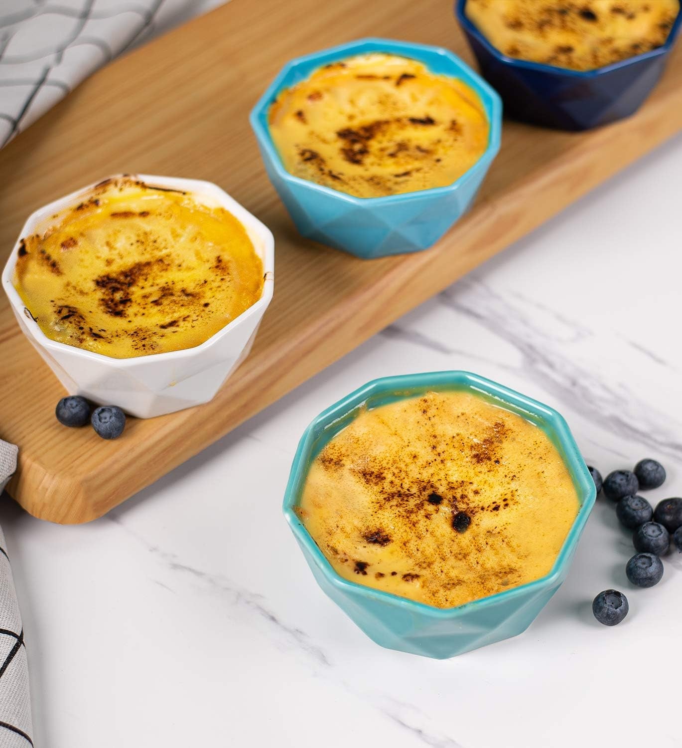 6 OZ Souffle Dishes Set - Ceramic Color Souffle Dish - Dessert/Snack Bowls for Kitchen, Souffle, Pudding, Creme Brulee, Ice Cream, Snack - Bowls Set of 6 Oven Safe, Color