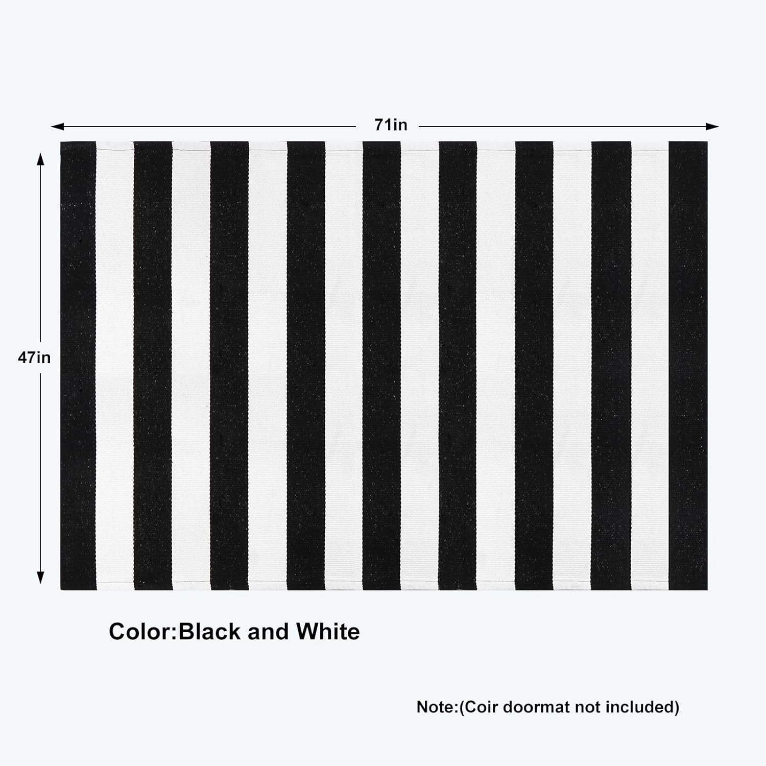 Black and White Rug 4'X 6', Washable Striped Outdoor Indoor Rug,Farmhouse Cotton Woven Layered Door Mat,Front Porch Decor Door Mat for Front Door Patio Porch Living Room Kitchen