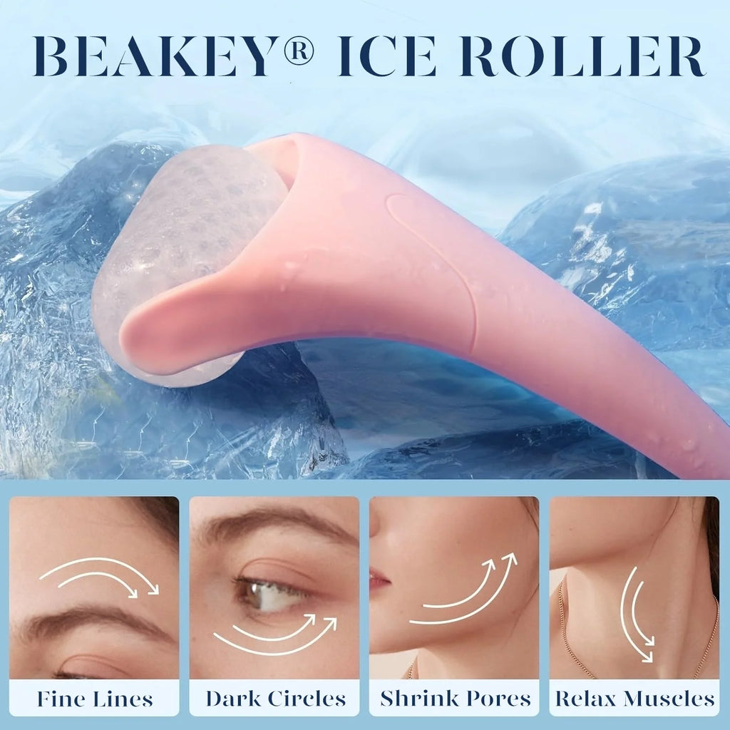 Ice Roller for Face & Gua Sha, Ice Face Roller Reduces Puffiness Skin Toning Devices, Pink