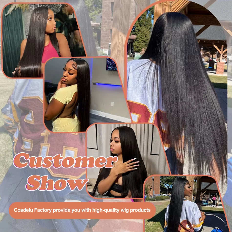 30 40 Inches 13X6 HD Lace Frontal Wigs Bone Straight 13X4 Lace Front Brazilian Pre Plucked 100% Human Hair Wigs for Women
