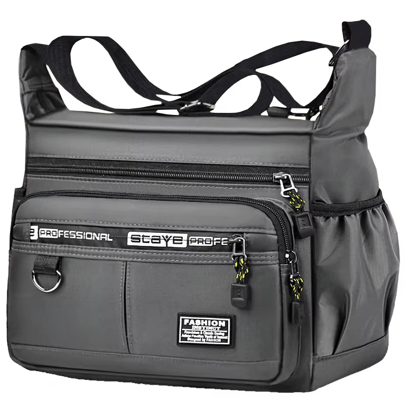 Men'S Cross-Body Bag with Multi-Layered Pockets, Adjustable Shoulder Strap, Business Single-Shoulder Bag