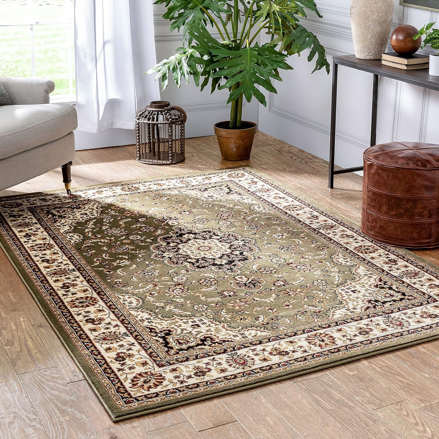 Barclay Collection Medallion Kashan Green 9X12 Area Rug - for Living Room, Bedroom, and Dining Room