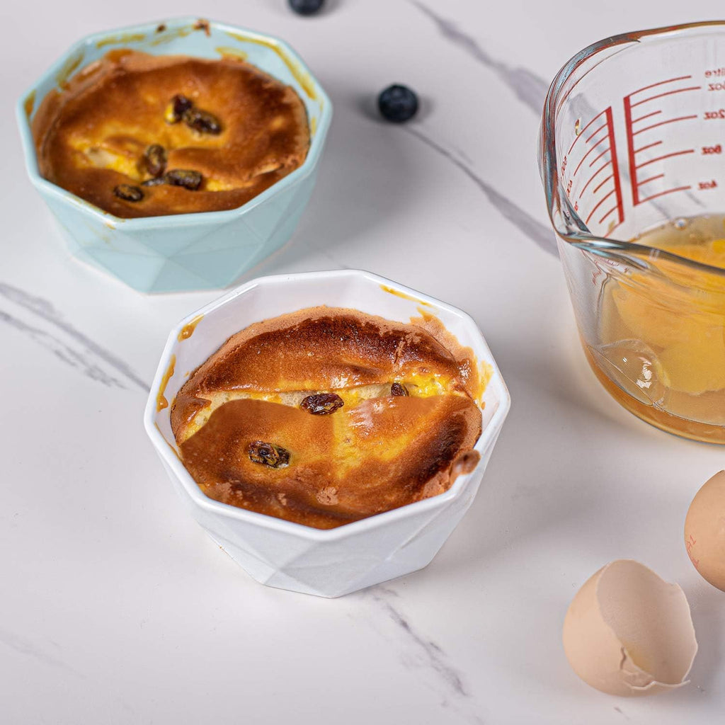 6 OZ Souffle Dishes Set - Ceramic Color Souffle Dish - Dessert/Snack Bowls for Kitchen, Souffle, Pudding, Creme Brulee, Ice Cream, Snack - Bowls Set of 6 Oven Safe, Color