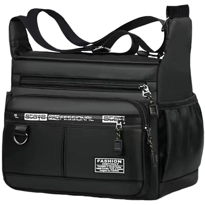 Men'S Cross-Body Bag with Multi-Layered Pockets, Adjustable Shoulder Strap, Business Single-Shoulder Bag