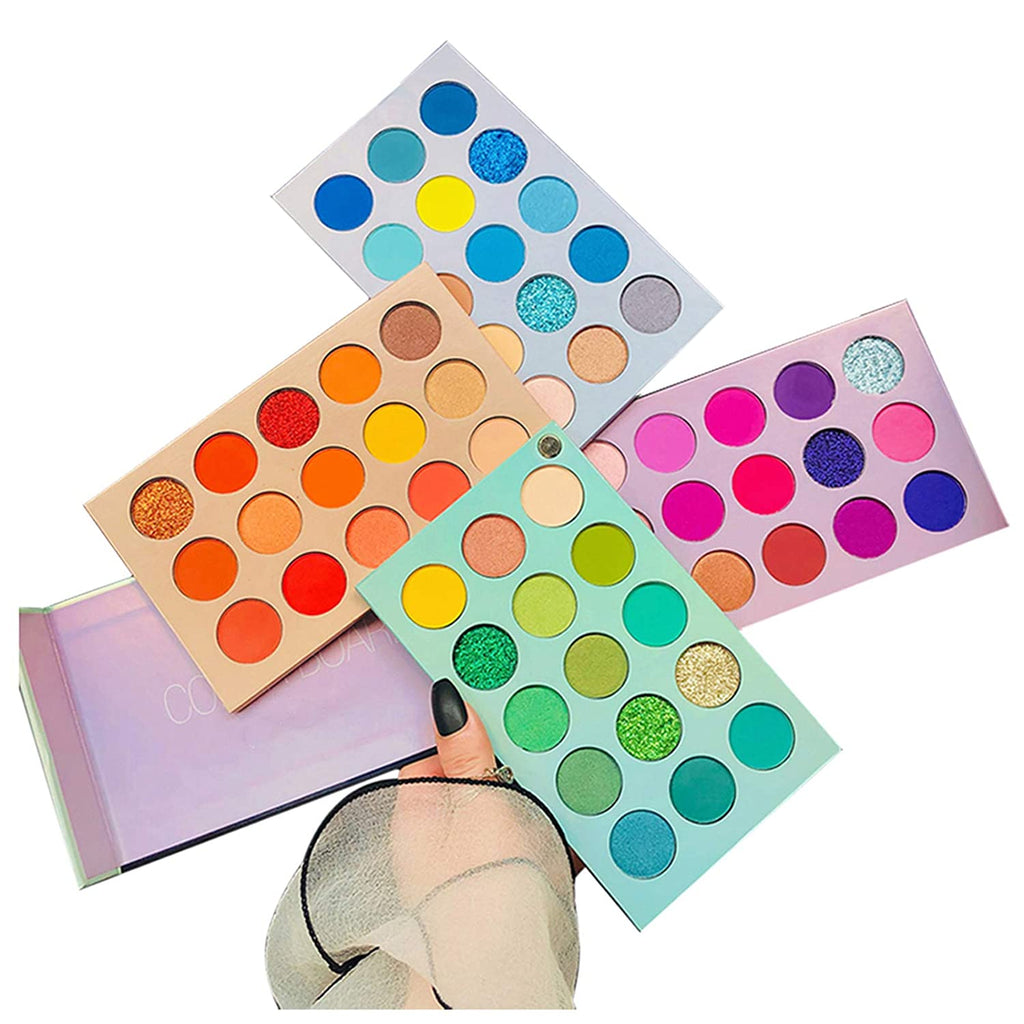 60 Colors Eyeshadow Palette, 4 In1 Color Board Makeup Palette Set Highly Pigmented Glitter Metallic Matte Shimmer Natural Ultra Eye Shadow Powder Easy to Blend