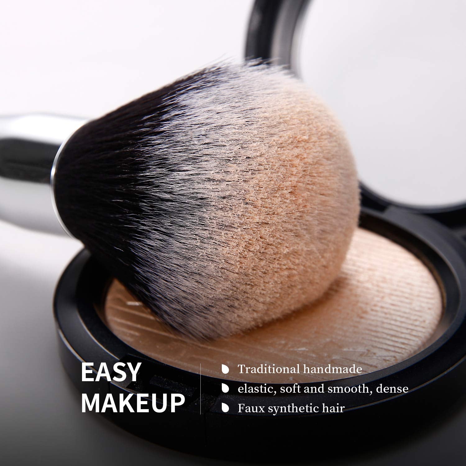 32Pcs Makeup Brush Set, Black Kabuki Foundation Blending Brushes, Professional Face Eye Makeup Kit with Fan Concealer Contour Eyeshadow Brushes for Liquid Cream Powder
