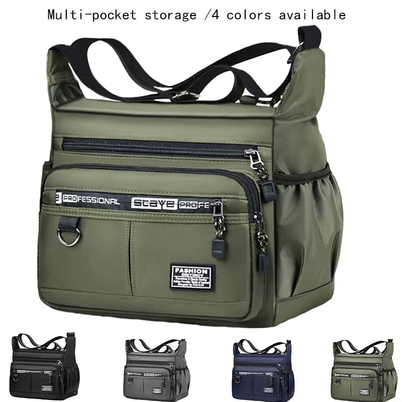 Men'S Cross-Body Bag with Multi-Layered Pockets, Adjustable Shoulder Strap, Business Single-Shoulder Bag