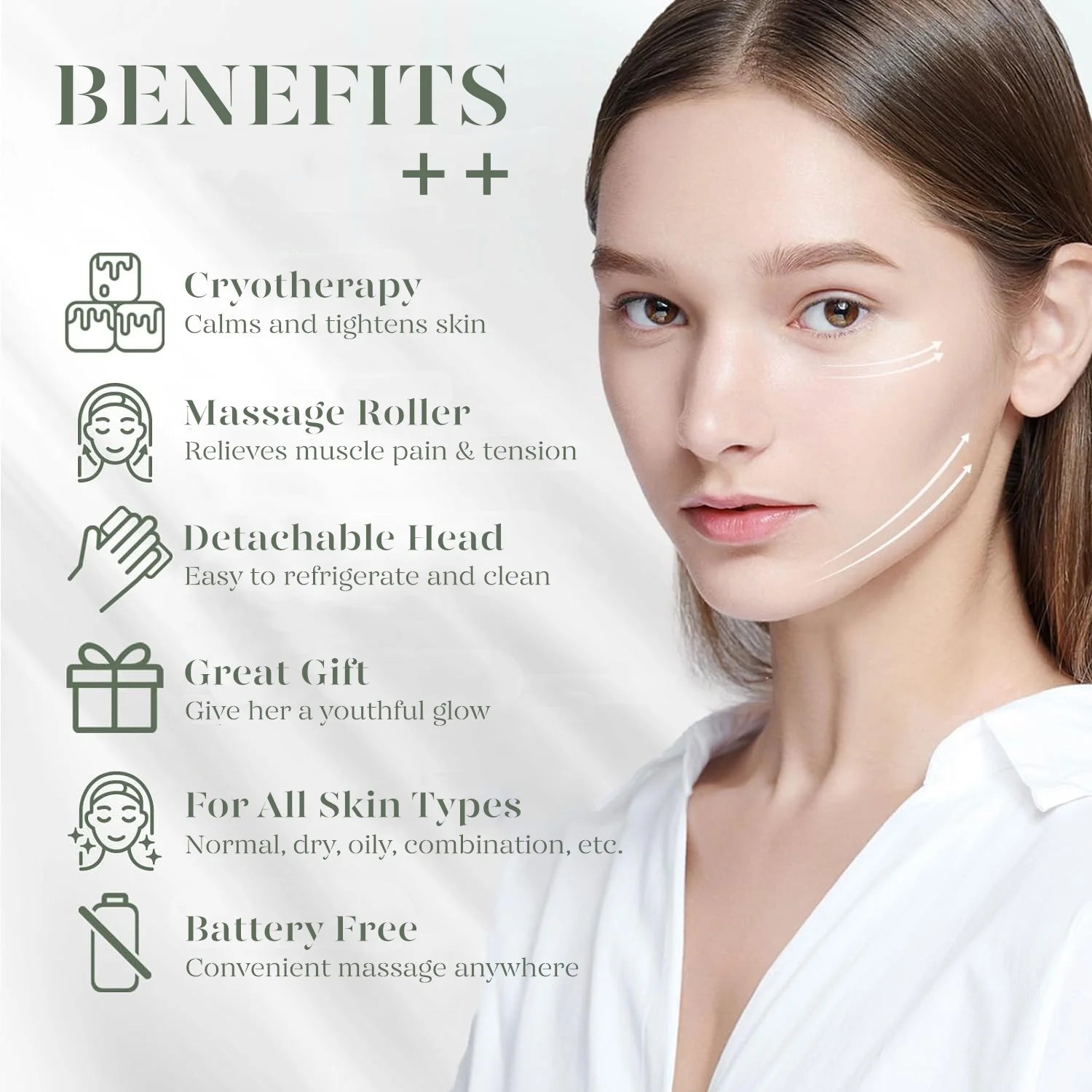 Ice Roller for Face & Gua Sha, Ice Face Roller Reduces Puffiness Skin Toning Devices, Pink