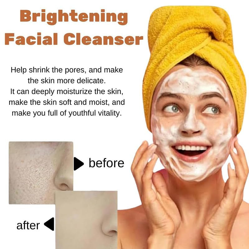 2 Pcs Turmeric Face Wash, Gentle Scrub Exfoliating Deep Cleaning Glow Wash Turmeric Face Wash with Brush.