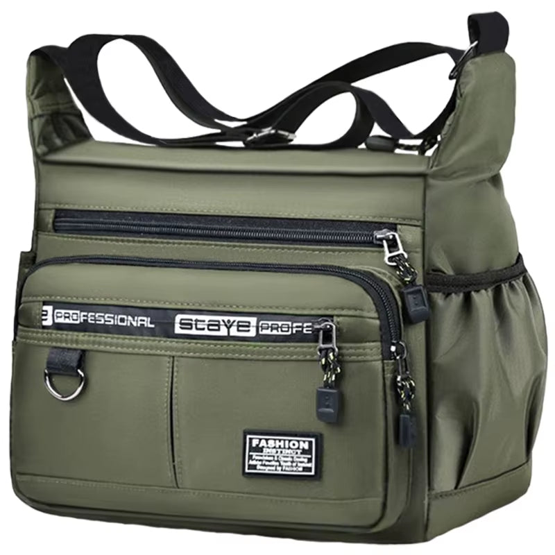 Men'S Cross-Body Bag with Multi-Layered Pockets, Adjustable Shoulder Strap, Business Single-Shoulder Bag