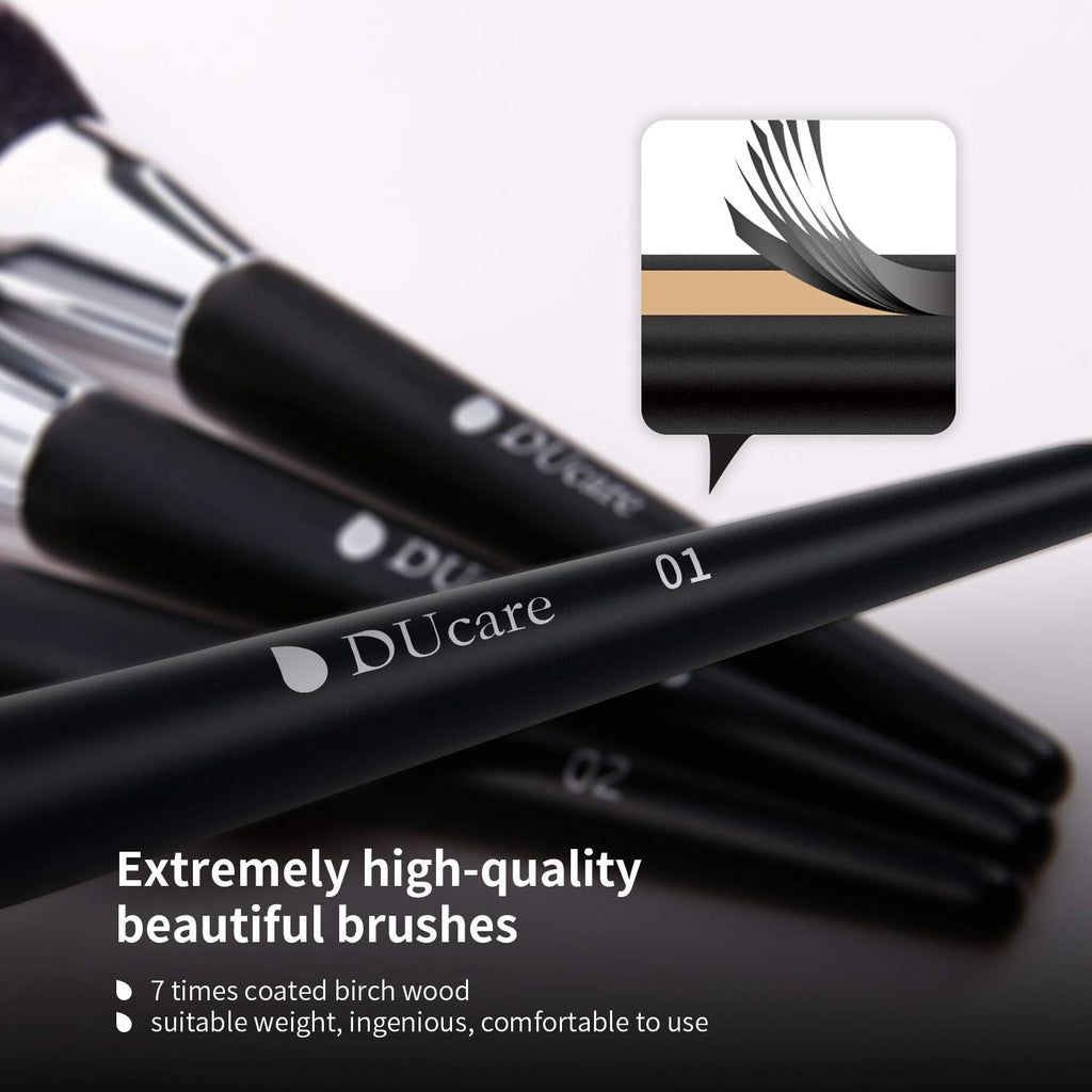 32Pcs Makeup Brush Set, Black Kabuki Foundation Blending Brushes, Professional Face Eye Makeup Kit with Fan Concealer Contour Eyeshadow Brushes for Liquid Cream Powder