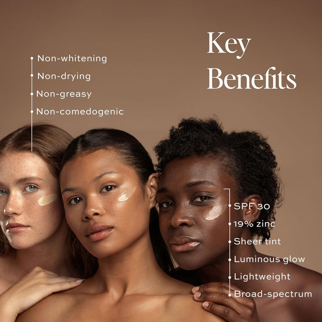 Beauty Tinted Glow Wonderscreen SPF 30, Mineral Sunscreen for Face with 19% Zinc Oxide, Tinted Moisturizer with SPF, 50 G (Medium)