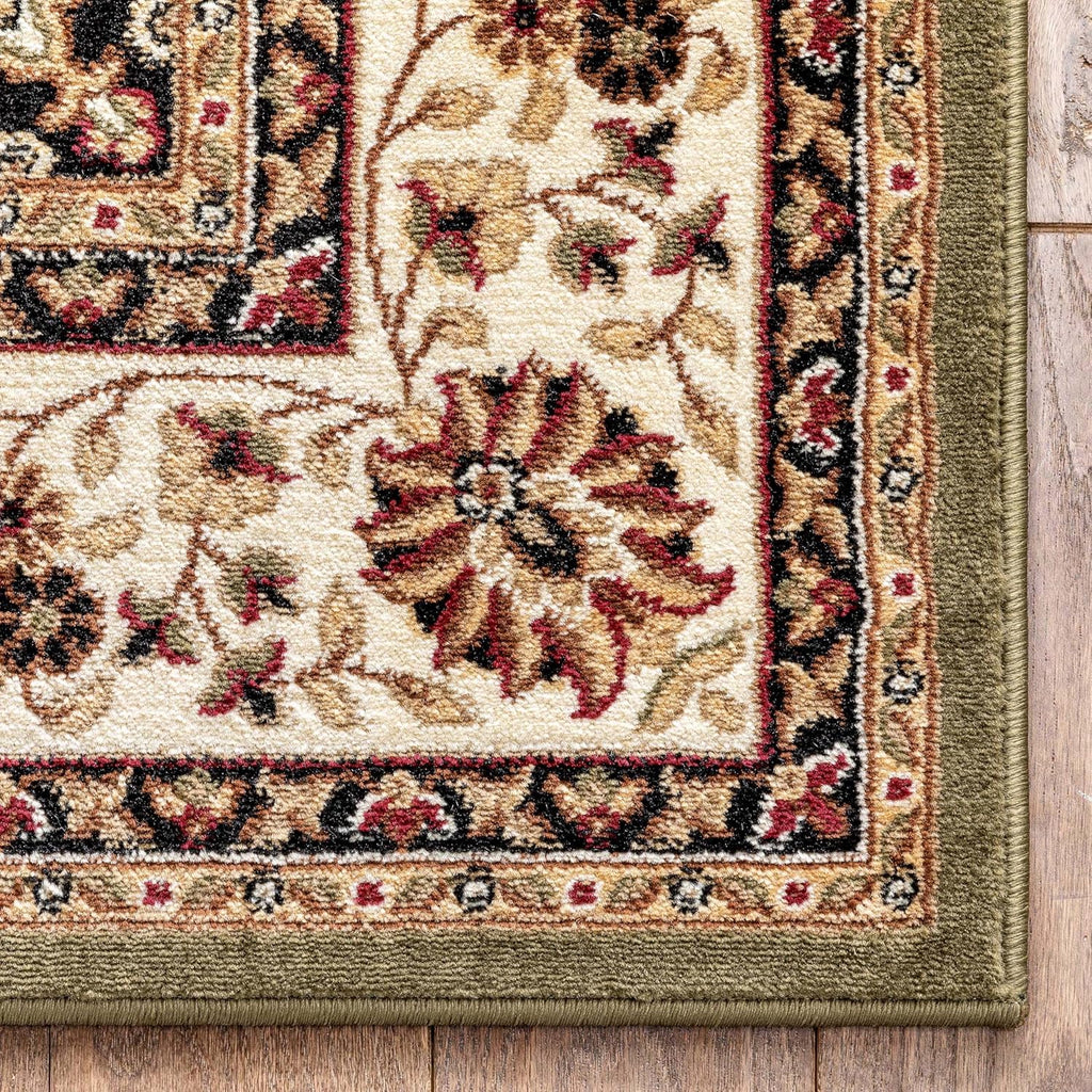 Barclay Collection Medallion Kashan Green 9X12 Area Rug - for Living Room, Bedroom, and Dining Room