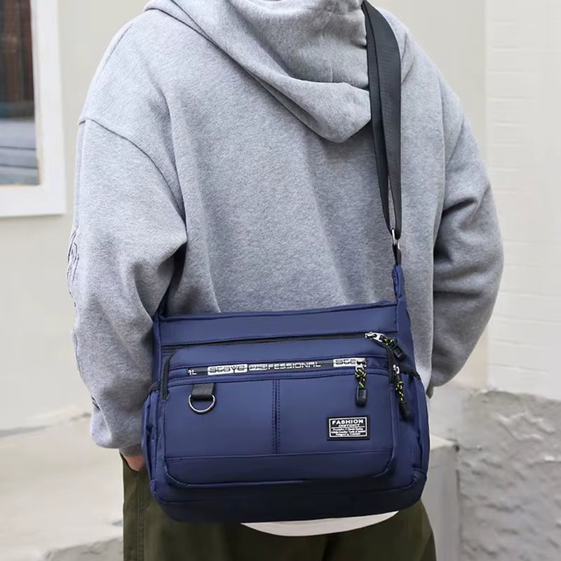 Men'S Cross-Body Bag with Multi-Layered Pockets, Adjustable Shoulder Strap, Business Single-Shoulder Bag